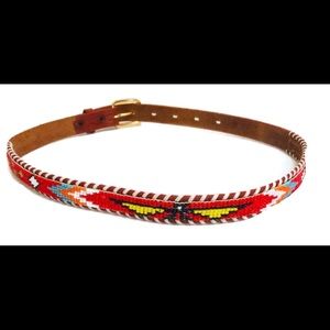 Nostalgic American Indian Beaded Leather Belt